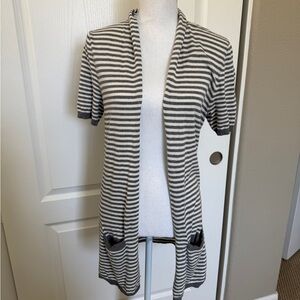 Banana Republic Gray and White Striped Cardigan